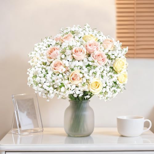 Cherica White Baby’s Breath Artificial Flowers 100Pcs - Real Touch Wedding Decor
