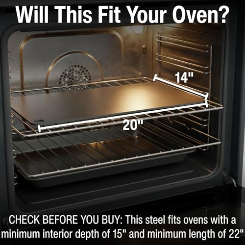 14 x 20 Inch Pizza Steel - Heavy-Duty 1/4 Inch Cooking Plate for Crispy Pizza