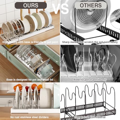 Magheo Expandable Pot & Pan Lid Organizer Rack 2 Pack, White, 22.4" D x 7.9" W x 6.3" H