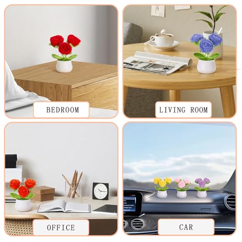 ZHIYUXI Red Eternal Rose Crochet Preserved Roses Forever Flower Decor for Teacher's Day, Birthday, Christmas, Anniversary, Crochet Gifts for Women, Mom, Wife