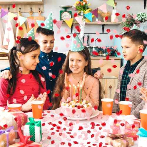 200PCS Strawberry Dot Confetti Scatters for Baby Shower, Bee Birthday, Wedding, Table, Wall, Christmas, Halloween, Thanksgiving Party Decoration Supplies (Red)