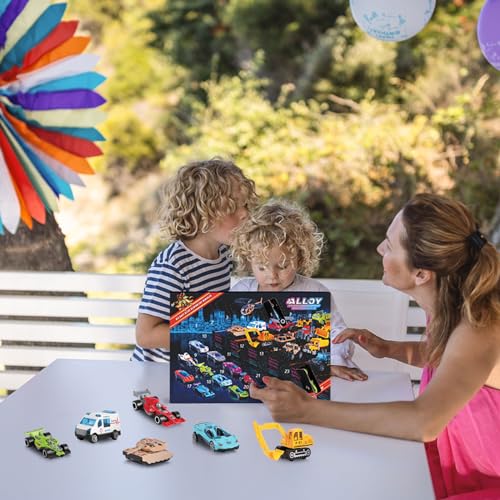 24 PCS Play Vehicles Advent Calendar, Days of Surprises Toys Box,