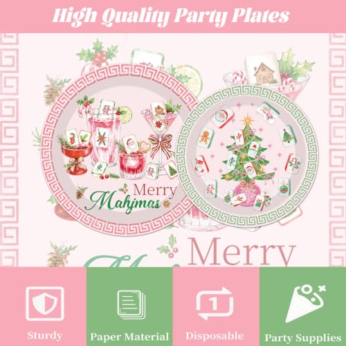 Musaeva Christmas Mahjong Party Tableware Set for 24 - Plates, Napkins, Forks