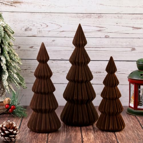 Relaxgiant Dark Brown Velvet Christmas Tree Decor Set of 3 (3 Sizes)