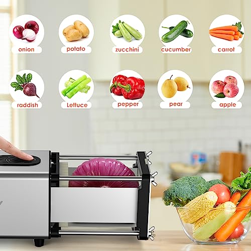 Electric French Fry Cutter with Interchangeable Blades - Silver