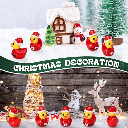 Foilswirl 50 Pcs Christmas Mini Resin Santa Claus Duck Figurines - Festive Holiday Decor