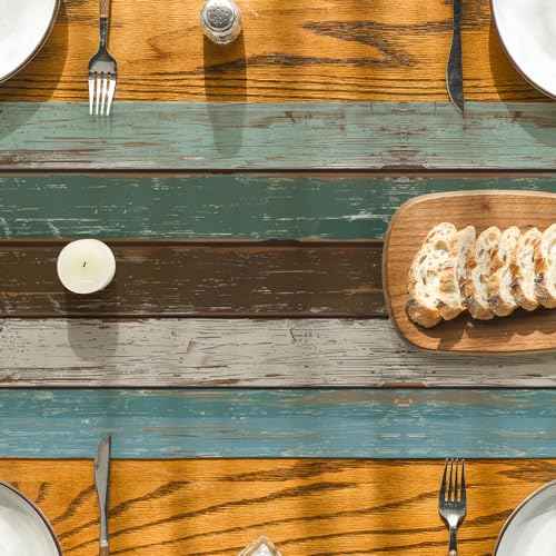 Artoid Mode Green Retro Rustic Wood Texture Table Runner, Seasonal Spring Kitchen Dining Table Decoration for Home Party Decor 13x90 Inch