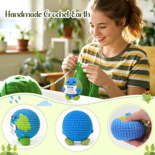 Earth Mom Crochet Gift for Mom from Daughter - Best Mom Ever Xmas Birthday
