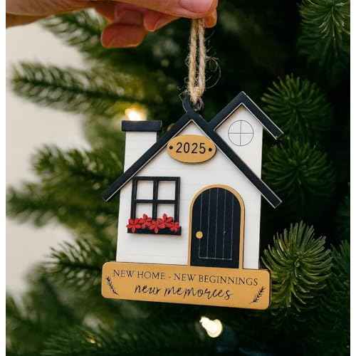 Family Christmas Ornaments ? Christmas New Home Ornament 2025 with Story Card, Housewarming Gift, First Christmas in New Home Keepsake, Tree & Car Hanging Decoration (White)