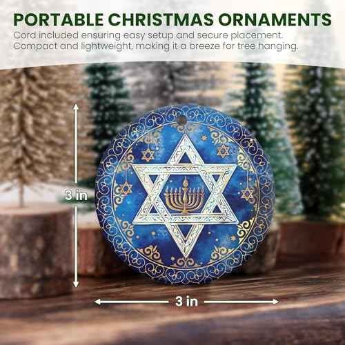 FLAGWIX Christmas Hanukkah Gifts for Men Women - Ceramic Christmas Ornaments 2025 for Tree - Hanukkah Decorations for Home, Spiritual Birthday Gifts for Mom Sister Friends, Jewish Gift Ideas