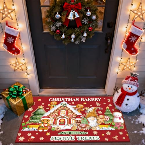 Drydiet Gingerbread Man Christmas Door Mat 2x3 ft Non-Slip Indoor Rug