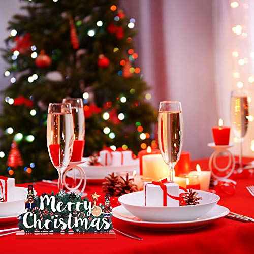 Blulu 3 Christmas Wooden Table Decorations Wooden Sign Table Centerpiece Santa Nutcracker Ornament for Christmas Snow Day Dinner Coffee Tier Tray Party Decor