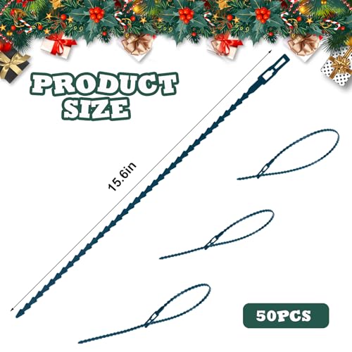 Jeyeou 50pcs Christmas Garland Ties 40cm Nylon Adjustable Wreath Hanger