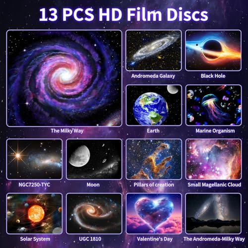 Black Meteor Galaxy Projector 13-in-1 Starry Sky Night Light with Solar System & Moon