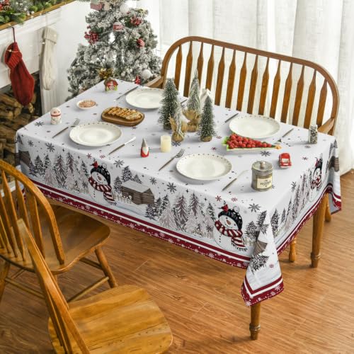 Horaldaily Christmas Tablecloth 52x70 Rectangular Red Border Pine Pattern
