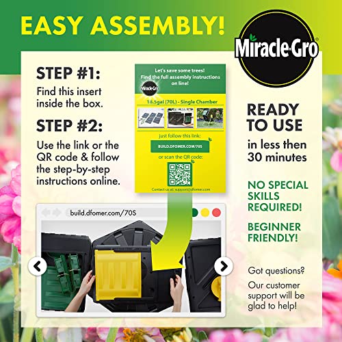 Miracle-Gro 18.5 Gallon Compost Tumbler - Easy Turn Outdoor Compost Bin