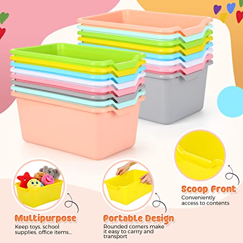16-Piece Plastic Cubby Bins for Classroom Candy Colors Storage Organizer