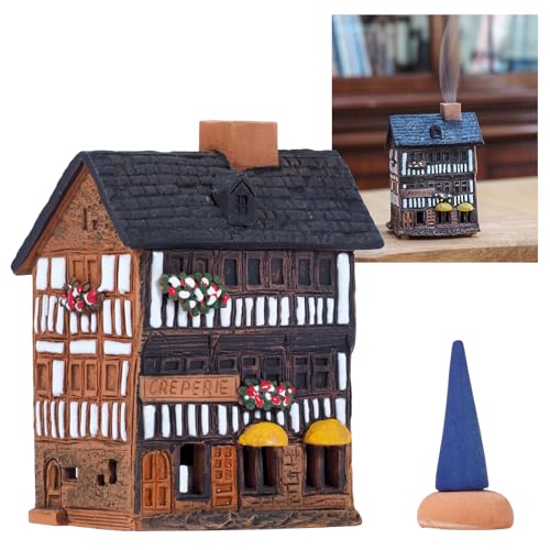 Handmade Ceramic Village House Miniature with Incense Holder - Mont St. Michel France