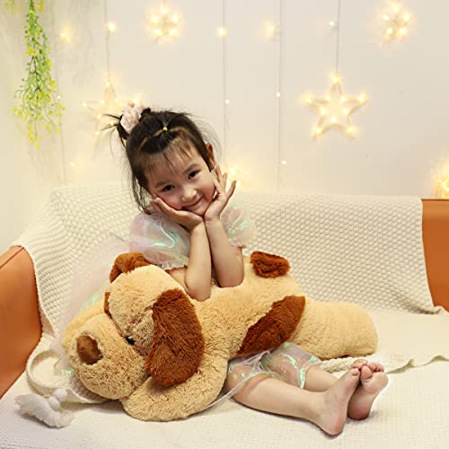 YESGIRL 26.8 Inch Light Brown Weighted Dog Plush Toy for Calming & Comfort - Gift