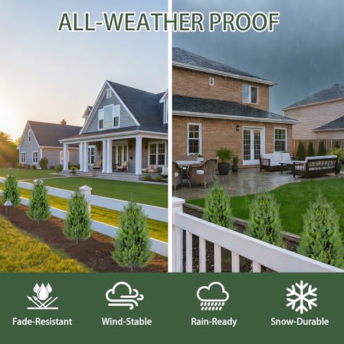 3FT Artificial Cedar Topiary Trees with Ground Spike - Realistic Faux Plants for Indoor Outdoor Porch Garden Set of 2 - Evergreen UV Resistant