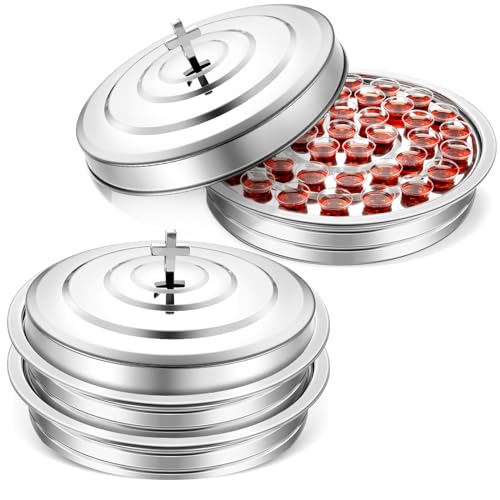 Jingmore Silver Communion Serving Trays Set with Lid for Church, 80 Cups Capacity