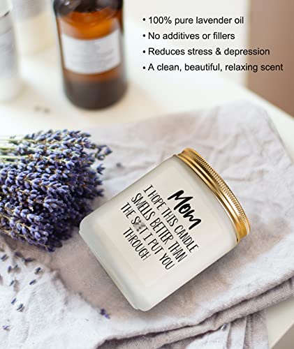 Funny Mom Candle – Lavender Scent Gift from Daughter or Son, 7 oz Soy Wax Jar