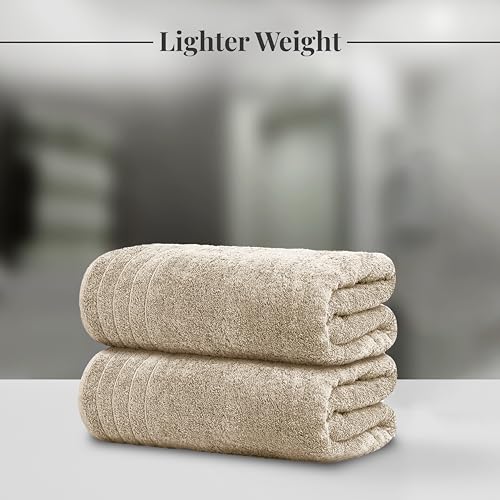 Extra Large Beige Bath Towels 4 Pack 30 x 60 Inches - Soft Cotton, Lightweight