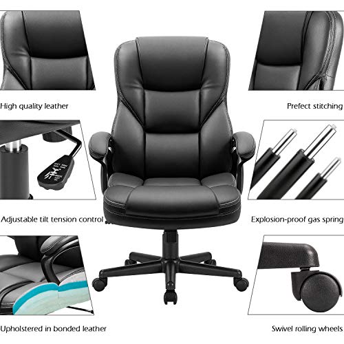 Furmax Black Executive Office Chair with Lumbar Support & Swivel, Adjustable Height