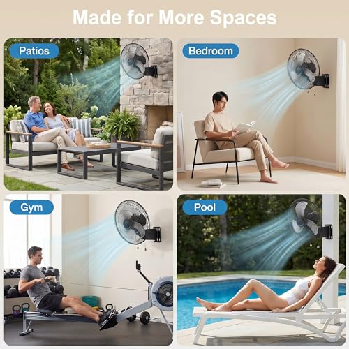 20 Inch Oscillating Wall Mount Fan - 3 Speed Powerful Cooling & Tilt