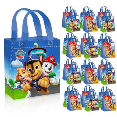 Kids Party Favor Bags - Paw Patrol Reusable Goodie Tote Set, 24 Pack