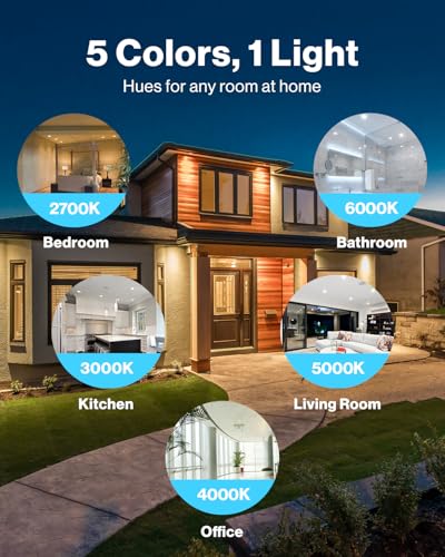 Sunco 3 Inch Ultra Thin LED Recessed Lights 5CCT Canless Dimmable 8W 50W Equiv. - 3" 2750K