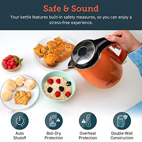 Cosori Electric Kettle, No Plastic Inner Lid, Filter & Spout, Stainless Steel Tea Kettle, Automatic Shut Off & Boil-Dry Protection, Durable Tea Kettle Boiler & Heater, 1.5L/1500W, Black