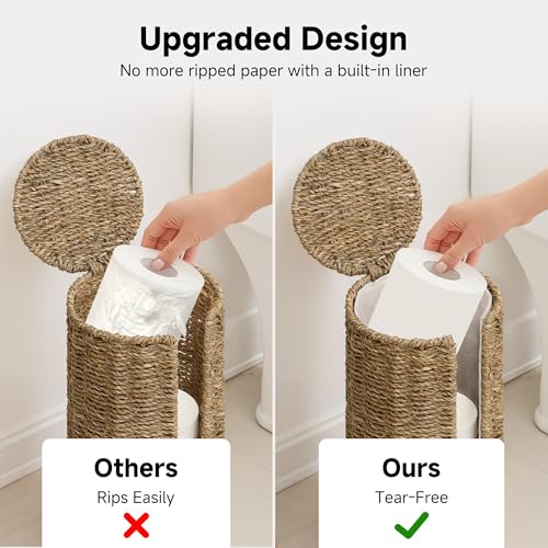 StorageWorks Seagrass Free Standing Toilet Paper Holder Stand for