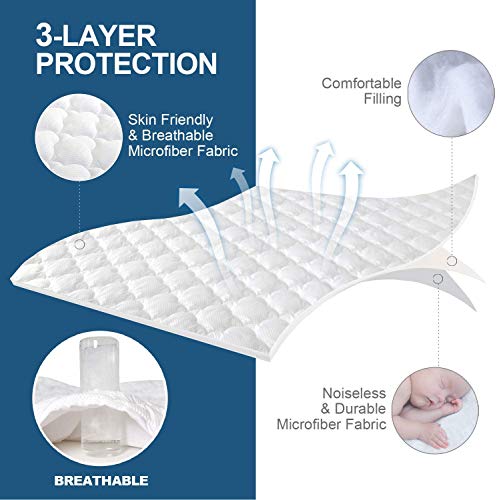 Twin Mattress Pad Cover - Deep Pocket Quilted Fitted Air Mattress Topper - Microfiber, Polyester Fill - Variation of Case Fabric Microfiber, Polyester Fill, Twin 15-23 Inch Deep