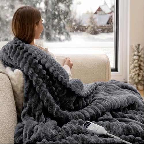Grey Electric Throw Blanket with Fast Heating & 6 Levels - Bedsure 50x60 Inch - Variation 02
