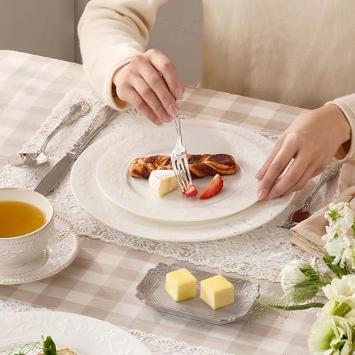 18-Piece Bone China Dinnerware Set Service for 6 Vintage Embossed Design