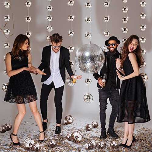 Sumind 8 Pack Mini Disco Ball Garlands Party Decor, 2 Inch, 3 Inch