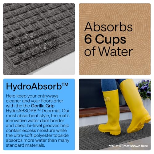 Gorilla Grip HydroAbsorb Door Mat Charcoal 47x35 Inches Indoor Outdoor - Variation of THIS listing
