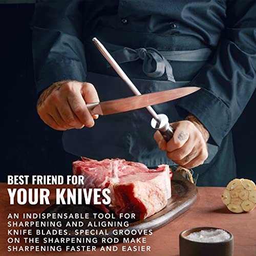 Cutluxe 10-Inch Honing Steel for Knives – Premium Knife Sharpening Rod