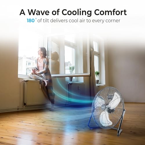 Industrial 20-Inch High-Velocity Floor Fan - Heavy Duty 3-Speed Tilt & Quiet Operation