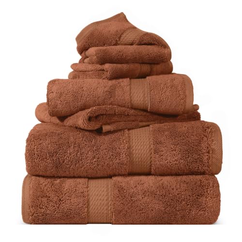 Rust Egyptian Cotton 6-Piece Towel Set - Plush & Absorbent, Modern Design