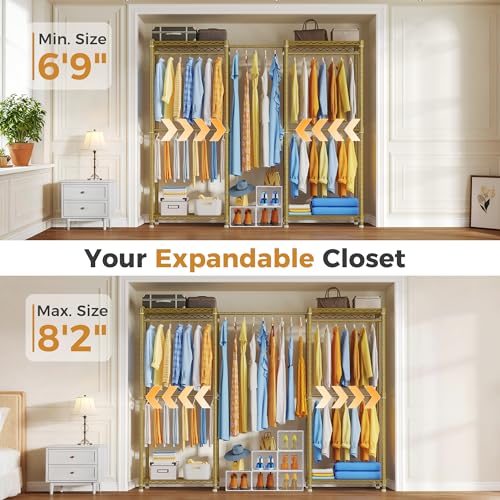 M3 Heavy Duty Clothes Rack, Expandable Clothing Gold