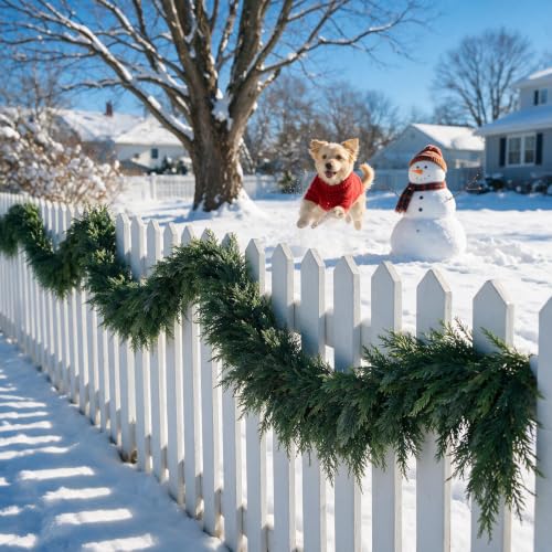 9FT Christmas Cedar Garland with Real-Touch Greenery - 9FT / 1
