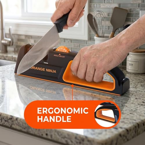 Medium Precision Knife Sharpener - 3-Stage Manual Kitchen & Pocket Sharpener