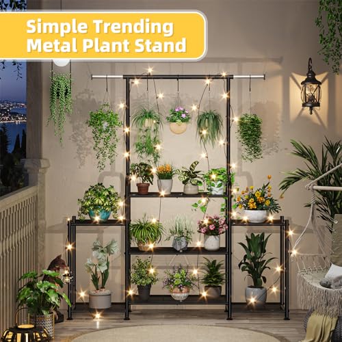 A-Shape Metal Plant Stand 3-Tier Tall Hanging Indoor Outdoor Garden Ladder