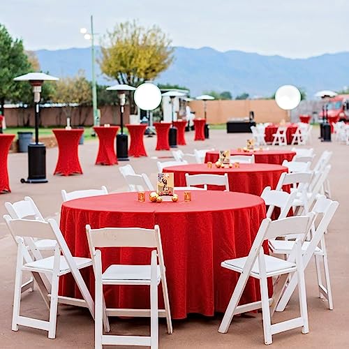 Red Round Polyester Tablecloth 120 Inch, 10 Pack - Reusable & Wrinkle-Resistant