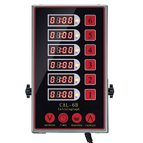 YOOYIST Black 6-Channel Commercial Kitchen Timer with Loud Alarm
