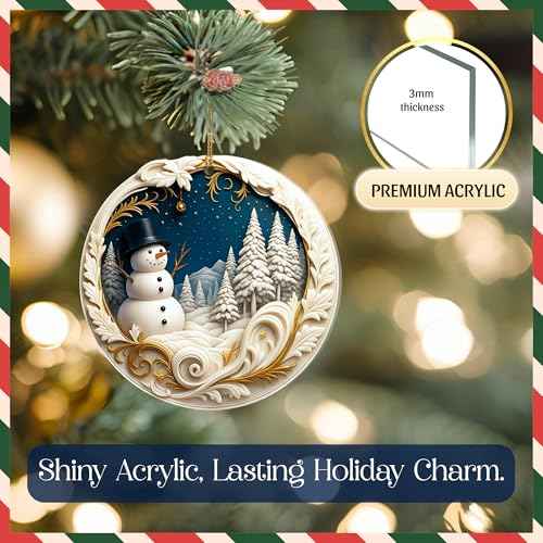 2025 Christmas Ornament ? Dated Snowman Acrylic Decoration for Tree & Home ? Collectible Holiday Decor Keepsake ? Cute Navidad 2025 Ornament ? Christmas Ornaments Clearance