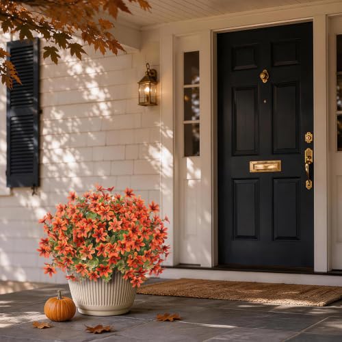 Artificial Fall Eucalyptus & Campanula Topiary Ball Tree Set for Porch - 17 Inch
