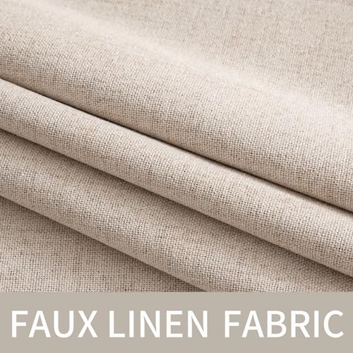 MIULEE Blackout Linen Curtains for Bedroom 52x102 Inches, Beige, Pack of 2
